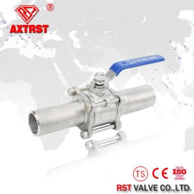 China 3PC Extended Welding / Union Welding Stainless Steel Floating Ball valve for sale