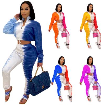 China Anti-Static Women Clothing Tie Dye Two Piece Set Jogger Set Women Tracksuit Set Leisure 2 Piece Outfit Fall Clothing For Women RS00613 for sale