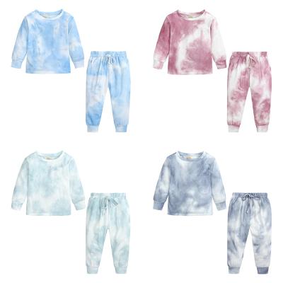 China Casual 2 Piece Little Girls Tie Dye Kids Outfits Sets Kids Two Piece Tracksuit Sets Long Sleeve Autumn Toddler Baby Outfits S00650 for sale