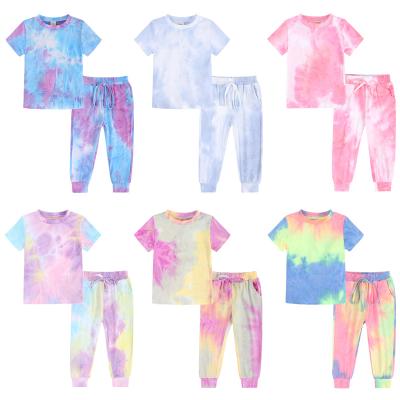 China Children Clothing Summer Autumn Cotton Tie Dye Comfy Shorts Anti-Shrink Sheath Baby Boy Girl Kids Clothing Set 9M To 10T RS00804 for sale