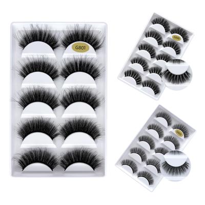 China Wholesale Seller High Quality 3D Eyelashes Eyelashes False Mink Lashes Fake Eyelashes With Lash Trays 16-22mm G Series 5 Pairs Eyelashes for sale