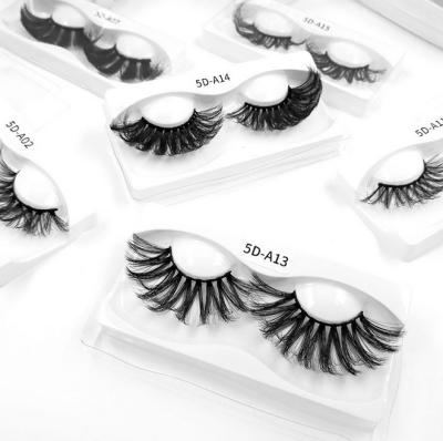 China High Quality 5D Mink Eyelashes Lashes Faux Mink Curly Strip Eyelashes Deeply Lengthen 25mm Lashes Handmade Fiber 5D Series With White Tray for sale