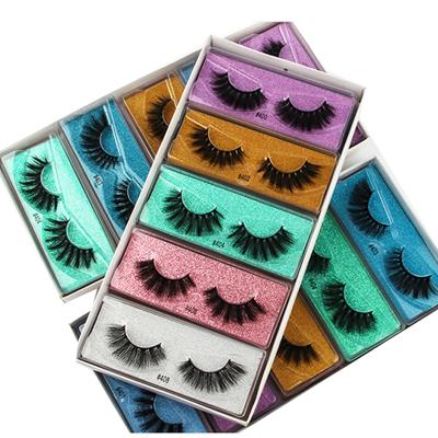 China High Quality Eyelashes Black False Eyelash Hair 3D Mink False Eyelashes 13-15mm Strands 10 Pairs Colors Mixed Natural Thick Strand #400 Artificial Series for sale