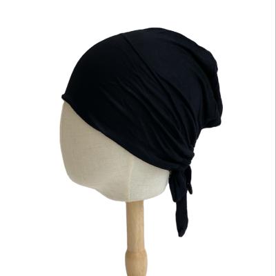 China New Fashion Cotton Solid Color Medium Cross Basing Islamic Prayers Muslim Turban Hat Hijabs And Scarves for sale