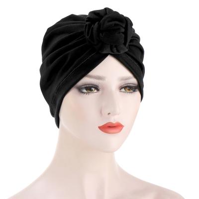 China Luxury Black Forehead Women Fashion Shower Headscarf Instant Bulge Muslim Hijab for sale