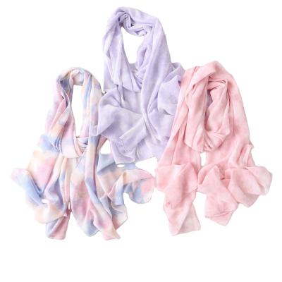 China Women Long Fashion Tie Dye Print Chiffom Cotton Hizab Muslim Hijab Scarf Shawls Custom Made For Ladies for sale