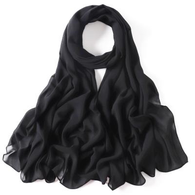 China Wholesale Hot Selling Hijab Medium Pins Scarf Ladies Soild Color Chiffon Muslim Scarf Fabric For Women for sale