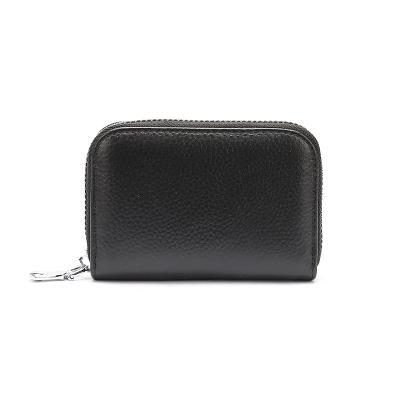 China Custom Genuine Leather Anti Theft Zipper Key Chain Purse Organ Unisex Multi Card Bag for sale