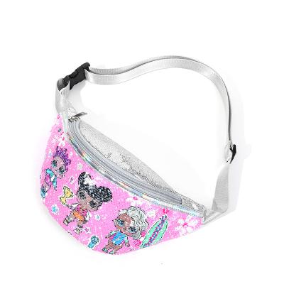 China 2021 Travel Outdoor Trunk Fashion Cartoon Kids Girls Doll Cute Bling Sequin Anti-theft Purses and Fanny Packs for sale