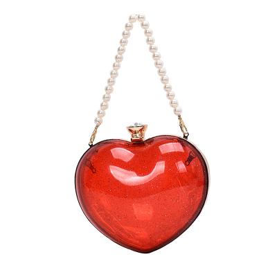 China New Trendy Lady Cute Pearl Mini Tote Shoulder Handbag Small Fashion Heart Shaped 2021 Cross Body Bags For Women for sale