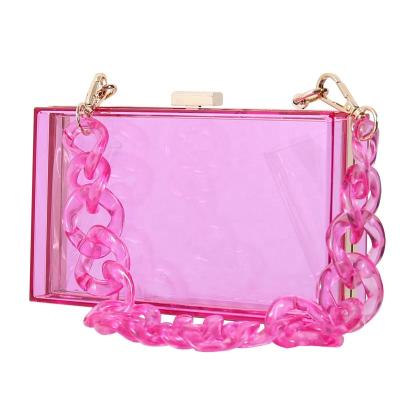 China 2021 Fashion New Ladies Mini Acrylic Chain Bags For Transparent Shoulder Mini Jelly Handbags Women PVC Purses for sale