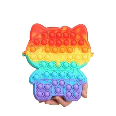 China High quality silicone candy rainbow jelly shoulder bag colorful fashion decompression silicone toys shoulder bag for sale