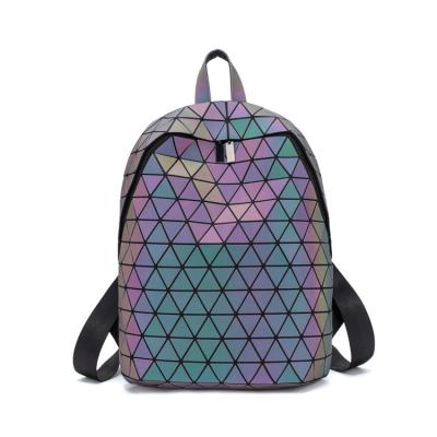 China Luxury Geometric Luminous Women Solar Panel Designer Clear Backpack Hard Shell Custom For Female Students for sale