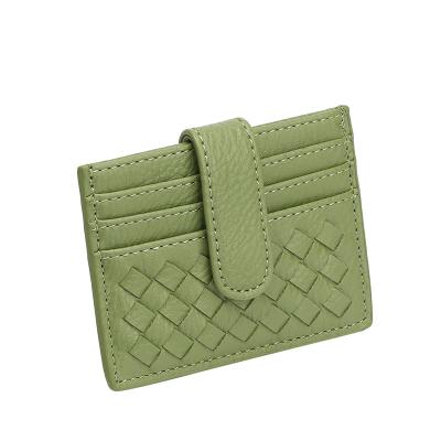 중국 Fashion Factory Manufacturer Casual Plaid Minimalist Women Men Card Holder Bag Wallet for Men Trim Genuine Leather 판매용