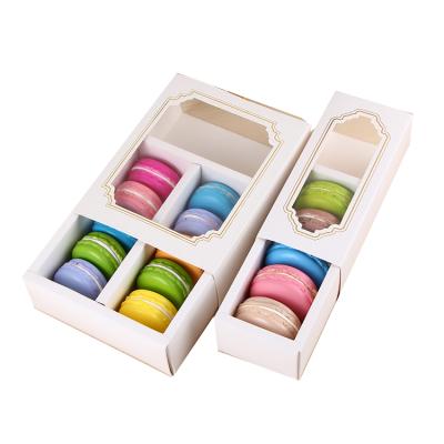 China Food Grade Recyclable Creative Recycled Paper Custom Design Cardpaper Rectangle 6pcs Macaron Packaging Box With Paper Insert for sale