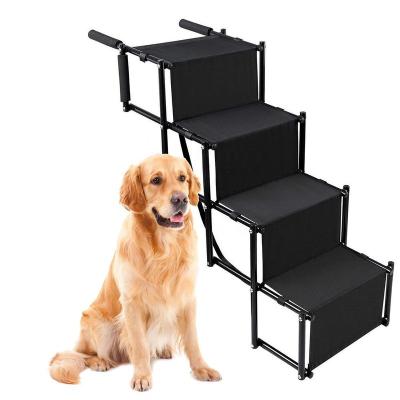 China Dropshipping 4-Step Car Stocked Dog Steps Lightweight Folding Pet Stairs Ramp Pet Ladder For High Beds Trucks Cars SUV for sale