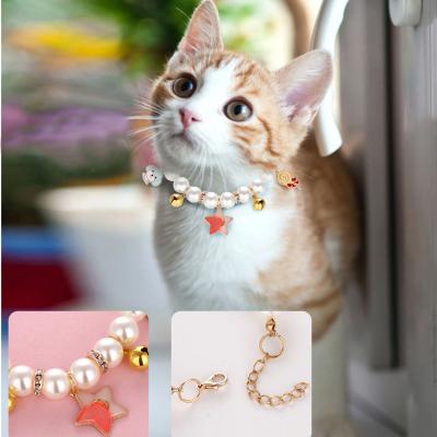 China Plastic Puppy JEWELED Cat Pearl Necklace Pet Accessories Fashion Pet Collar Bell Pets Dogs Cats Collar for sale