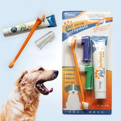 China Viable Factory Wholesale Pet Toothbrush Set Puppy Beef Toothpaste Dog Cat Finger Oral Brush Care Pet Cleaning for sale