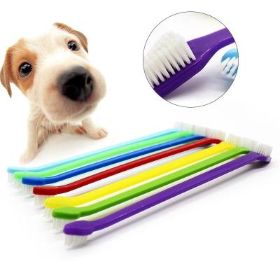 China Manufacturer Pet Cleaning Cat Dog Tooth Brush Plastic Sustainable Teeth Care Grooming Pet Toothbrush for sale