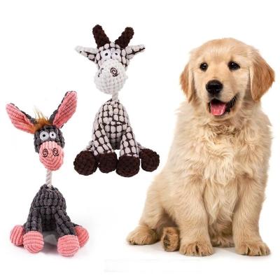 China 2021 Viable Best-Selling Amusement Pet Chew Toys Donkey Shape Corduroy Chew Plush Squeaky Bone Training Pet Molar Toys for sale