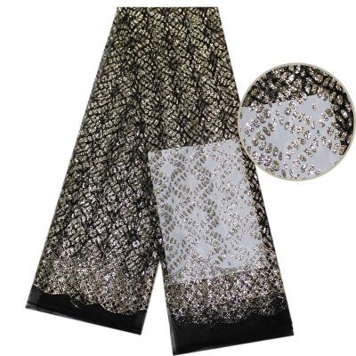 China Viable Wholesale Custom Made African Lace Fabric Material For Nigerian Dresses Like Sparkle Glitter Mesh Tulle With Sequin Gold Swiss Voile for sale