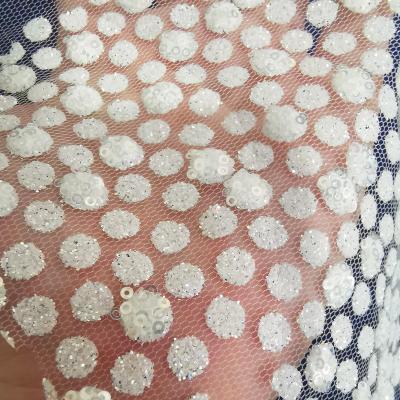 China White New Style Glitter Polka Dot Lace Tulle Ladies Wedding Party Fabric Viable Wholesale and retail fast delivery worldwide for sale