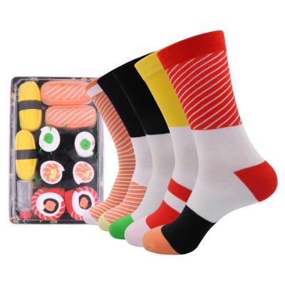 China Q001 Breathable Sushi Socks Combed Cotton Socks Box Fashion Men's And Women's Basketball Socks for sale