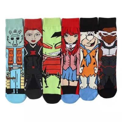 China A010 American neutral men's and women's cartoon character cotton socks personality board breathable straight socks cartoon character for sale