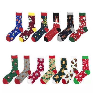 China Sporty Custom Packing Novelty F006 Socks 5 Pairs In Box Women Winter Santa Cotton Knit Crew Xmas Adult Christmas Socks for sale