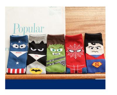 China H005 QUICK DRY children's medium tube socks spring new cartoon cotton pattern hero series boys straight tube socks for sale