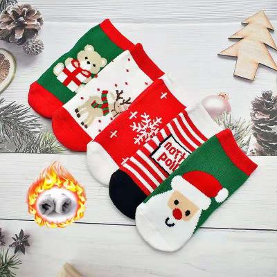 China H006 New Children's Christmas Socks QUICK DRY Autumn Winter Thickened Woolen Ring Socks Baby Cotton Tube Warm Floor Socks for sale