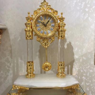 China Art Europe Style Table Clocks Vintage Gold Vintage Classic Royal Table Clock King Clock for sale