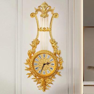 China Antique style gold plated crystal family wall clock copper stereo wall clock, glass mirror silent family hotel for sale