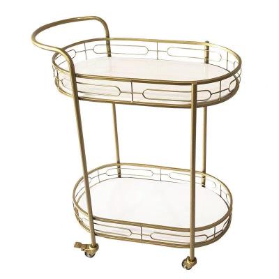 China Luxury Antique Iron Art Trolley Hotel Family Restaurant Bar Dining Trolley Stainless Steel Trolley for sale