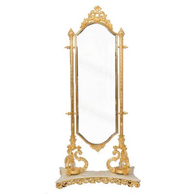 China Luxury Hot-selling Minimalist Dressing Mirror Full Floor Standing Vanity Mirror Decorative Antique Gold for sale