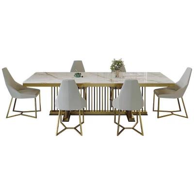 China Italian Lightweight Luxury Slipcovered Rock Platter Dining Table and Chair Customize a Simple Modern High End Dining Table Table Set for sale