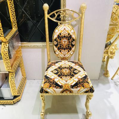 China Slipcovered Palace Style French Luxury Hotel Lobby Chair Wedding Home Gold Elegant Dining Chair for sale