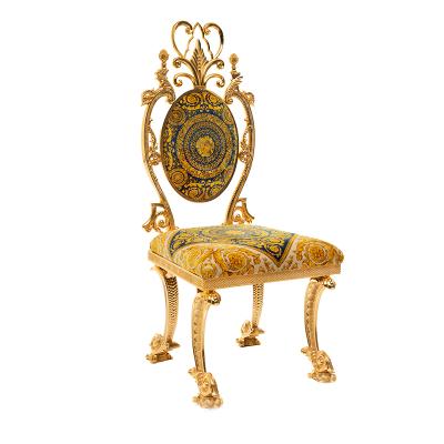 China European Luxury Slipcovered Palace Hotel Lobby Chair Gold Modern Elegant Wedding Leisure Chair Home Dining Chair for sale