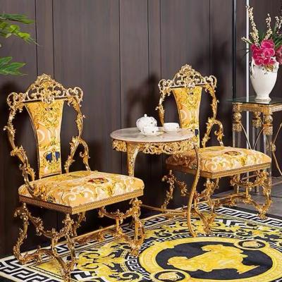 China Italian Royal Style Home Hotel Living Room Chair Slipcovered Style Chair Leisure Gold Dining Chair for sale