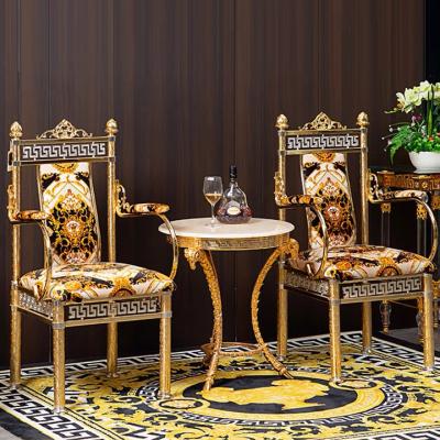 China European Classic Style Slipcovered Lounge Chair Luxury Soft Bag Golden Leisure Chair Dining Chair for sale