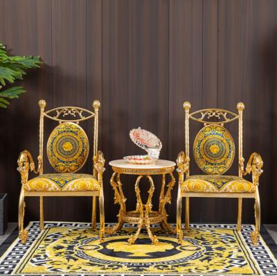 China European Luxury Retro Style Slipcovered Hotel Banquet Living Room Gold Plated Hall Chair Dining Chair A Set Of Leisure Chairs for sale