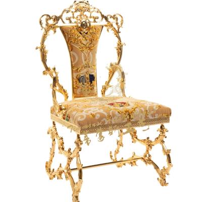 China Luxurious Home Luxury Gold Copper Suede Hotel Banquet Slipcovered Palace Style Lounge Chair Comfortable Fit Chair for sale