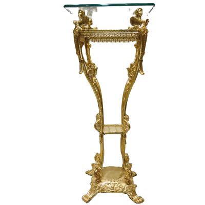 China Slipcovered Tempered Glass Flower Stand Hotel Entrance Wedding Decoration Pergola Clock Decoration Gold Copper Crystal Frame for sale