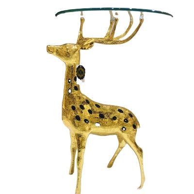 China Beautiful minimalist design gold deer flower stand adorns the hotel's beautiful and vivid gold deer flower glass stand for sale