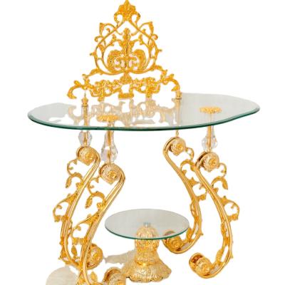 China Indoor Placement Table Slipcovered Flower Stand Wedding Decoration Table Clock Display Design Flower Potted Plant Flower Copper Gold Copper Flower Stand for sale