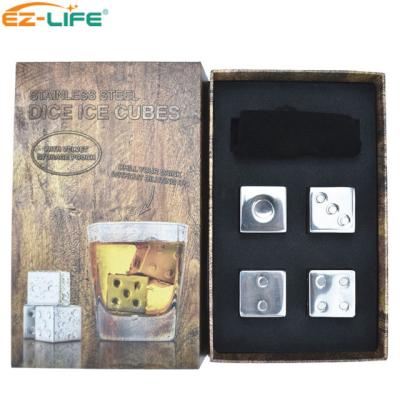 China 2021 New Viable Gift Of Stainless Steel Instruments Whiskey Stones Set Dies Ice Cube Beer Cooler In Bar Accessories With Box for sale