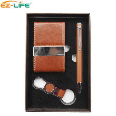 China Eco-Frendly Best Sell-Eco-Frendly Items Leather Keychain Keychains Business Card Holder School Pen for sale