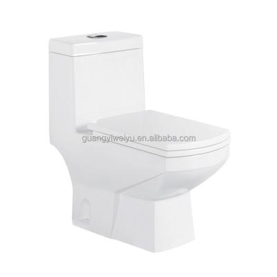 China Double-Flow OEM Square Washroom Beware 4inch Chest Of Drawers Sanitary Outlet Washdown Middle East One Piece Toilet Sets For Bathroom for sale