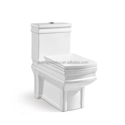 China Wholesale Double-Flow Sanitary Ware Wc Washdown Toilet Dubai Ceramic One Piece Toilet 4 Inch Large Gauge Smooth Lavatory for sale