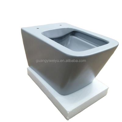 China Wholesale Ceramic Sanitary Ware European Style Indelible Matte Gray Square Hidden Cistern Wall Hung Toilet for sale